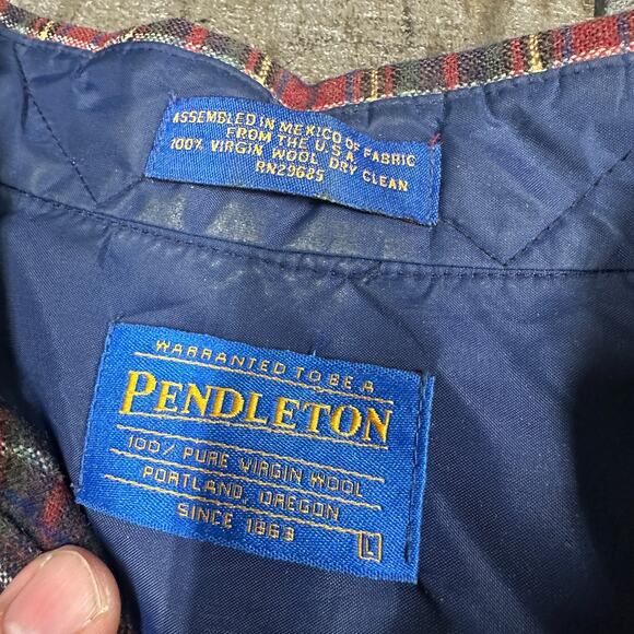 Vintage Pendleton 100% Pure Virgin Wool Shirt Flannel Plaid Mens L Button Up - Picture 13 of 16